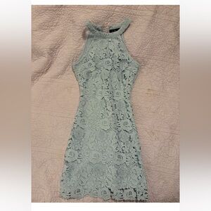 Lulu's Floral Lace Mini Dress in Light Blue